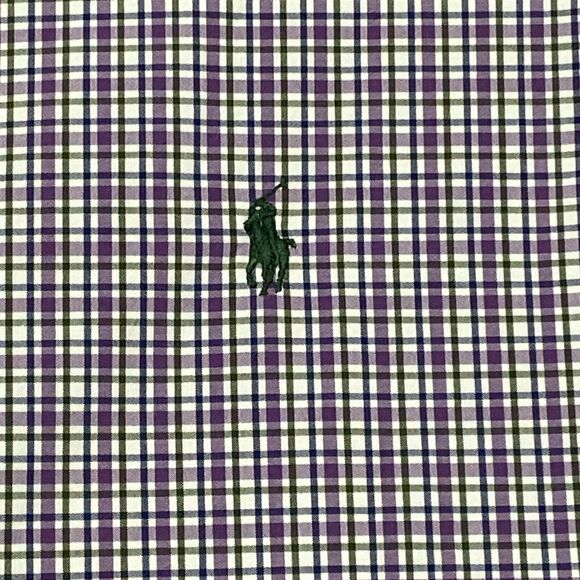 Ralph Lauren Shirt Size 17 Mens Purple Check Button Down Custom Fit - Picture 2 of 9